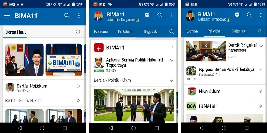 Antarmuka BIMA11 menampilkan berita politik dan hukum secara jelas.