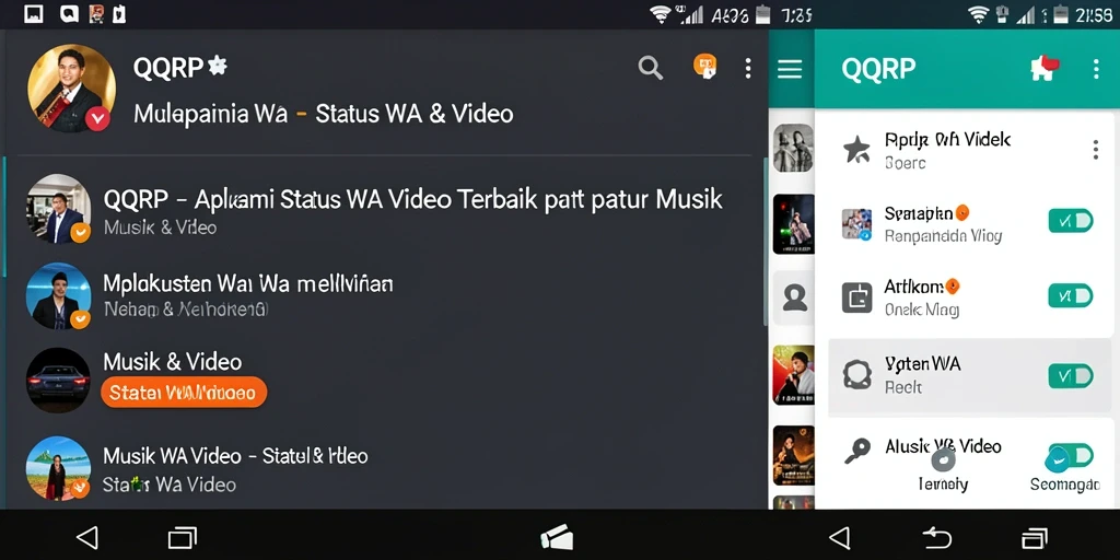 Antarmuka aplikasi QQRP menunjukkan pilihan video musik yang beragam.