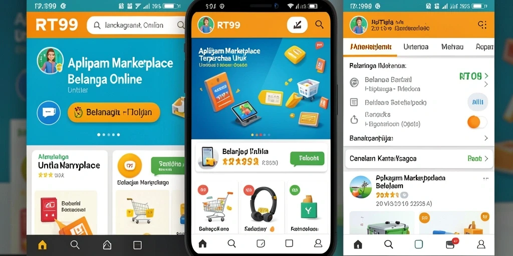 Tampilan antarmuka aplikasi RT99 yang user-friendly untuk berbelanja online.